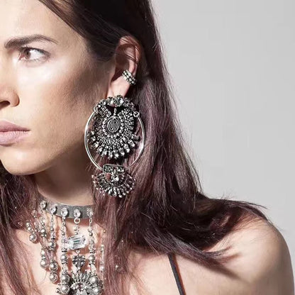 Bohemian Rhinestone Retro Statement Gypsy Style Ethnic Tribal Dangle Earrings
