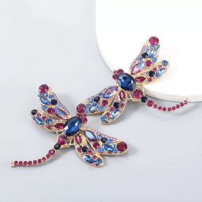 Multicolour Rhinestones Crystal Dragonfly Statement Stud Earrings