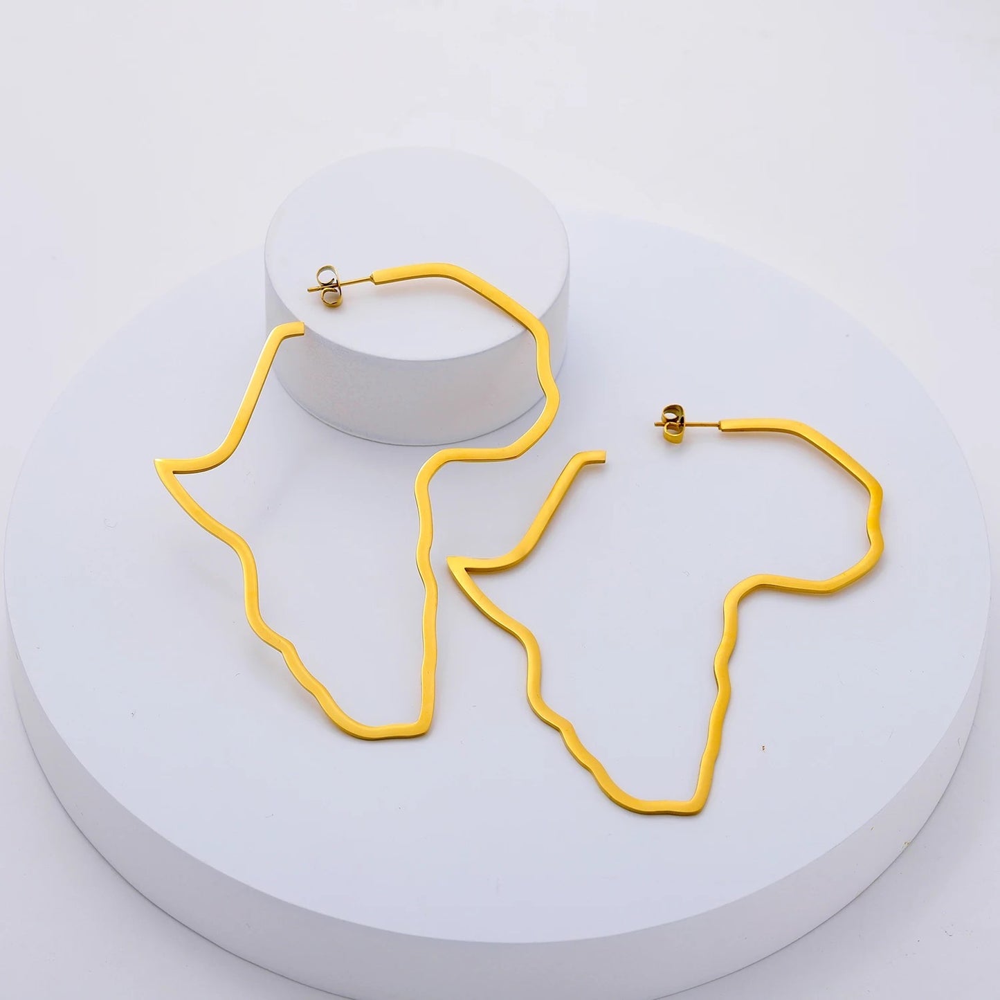 11cm Large Africa Map Shape Hoop Earrings