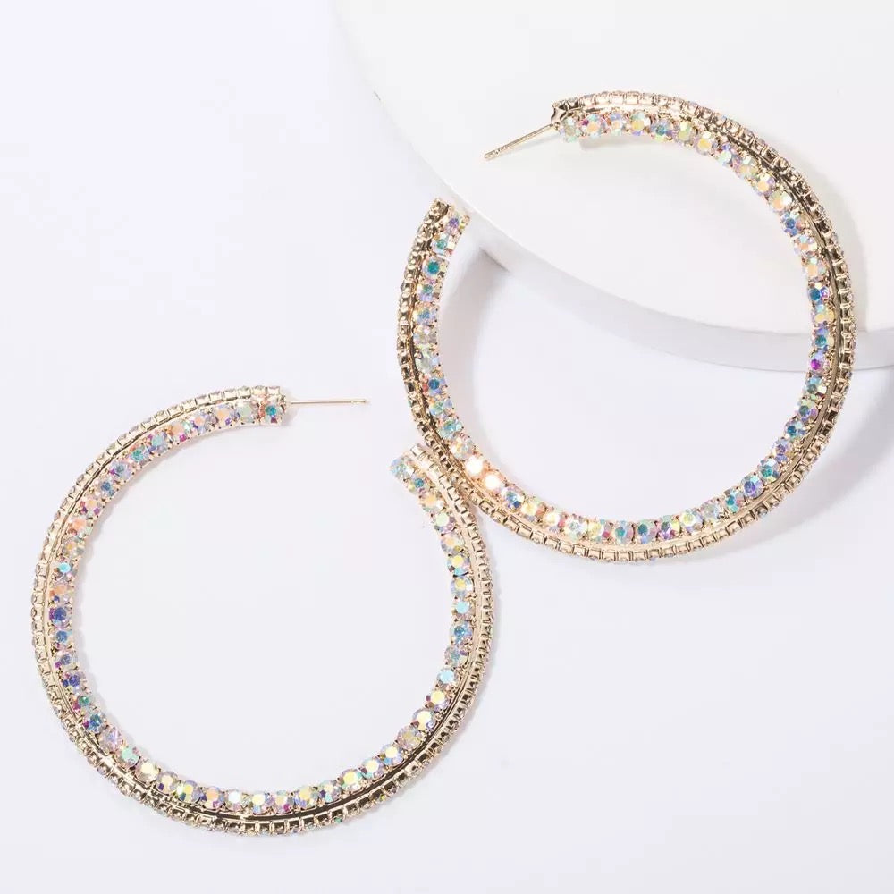 Crystal Diamond Hoop Earrings