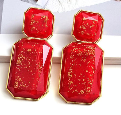 Bohemia Large Double Resin Statement Dangle Stud Earrings
