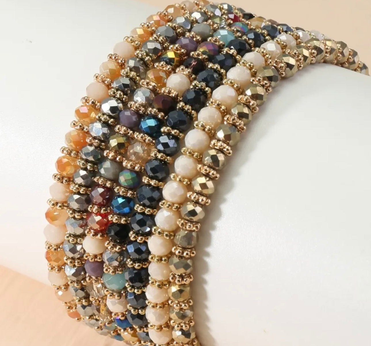 Bohemia 7 Pieces Glass Crystal Beaded Bangles Bracelets Sets