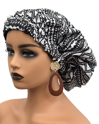 Satin Silk Double Layered Revisable Ankara Bonnet Caps