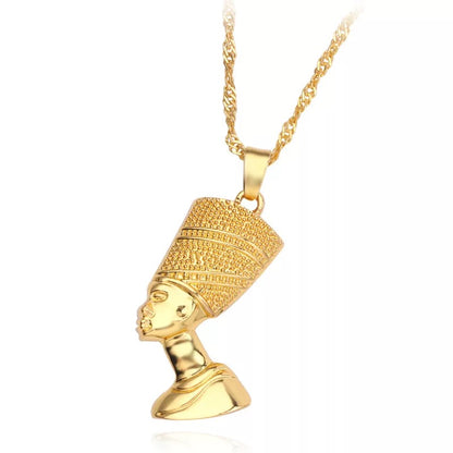 Ancient Egyptian Queen Nefertiti Head Shaped Pendant Necklace