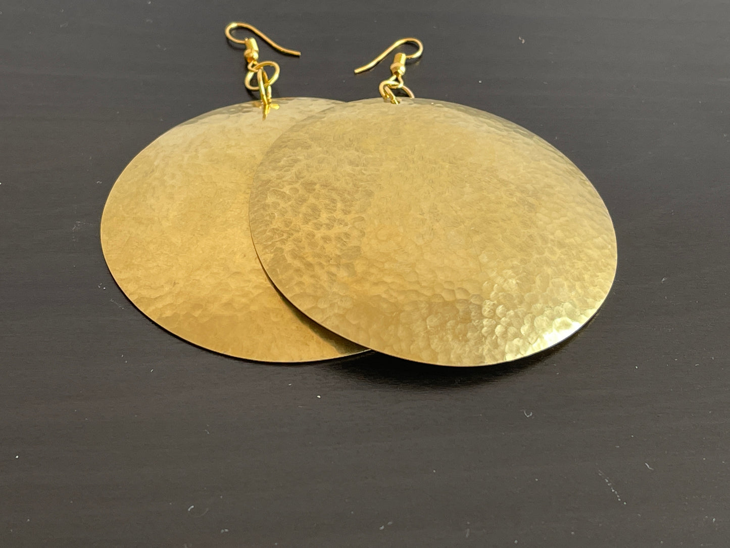 Authentic African Ethnic Hammered  Brass Dangle Earrings