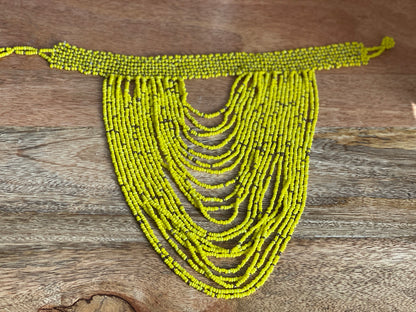 Authentic Yellow Tribal African Ethnic Maasai Choker Necklace