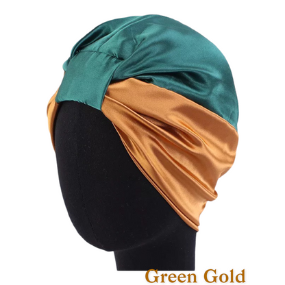 Double Layered Soft Satin Silk Ready to Wear Turban Caps