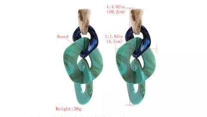 Long Bohemia Acrylic Chain Statement Dangle Stud Earrings
