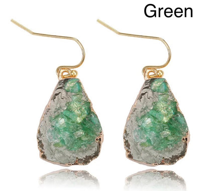 Faux Druzy Bohemia Teardrop Lightweight Dangle Earrings