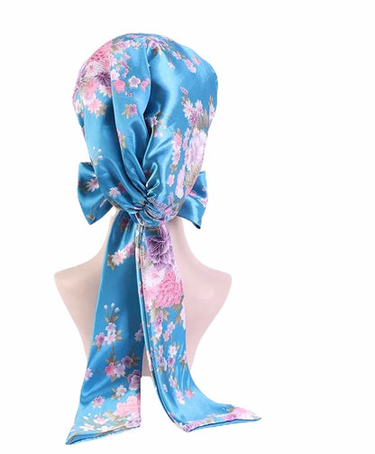 Luxury Satin Silk Head Scarf Bonnet Wrap Bow Ties
