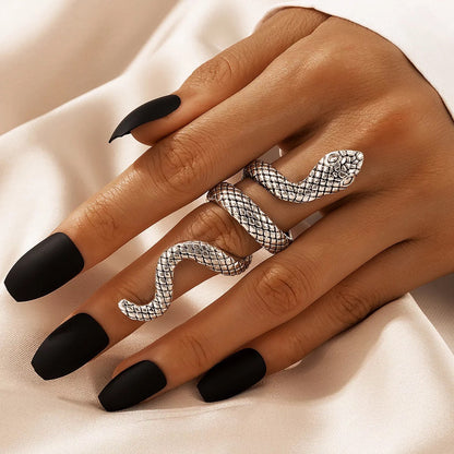 Bohemian 4 Pieces Snakes Statement Rings Set