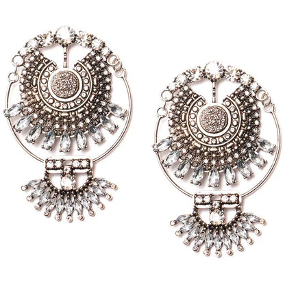Bohemian Rhinestone Retro Statement Gypsy Style Ethnic Tribal Dangle Earrings