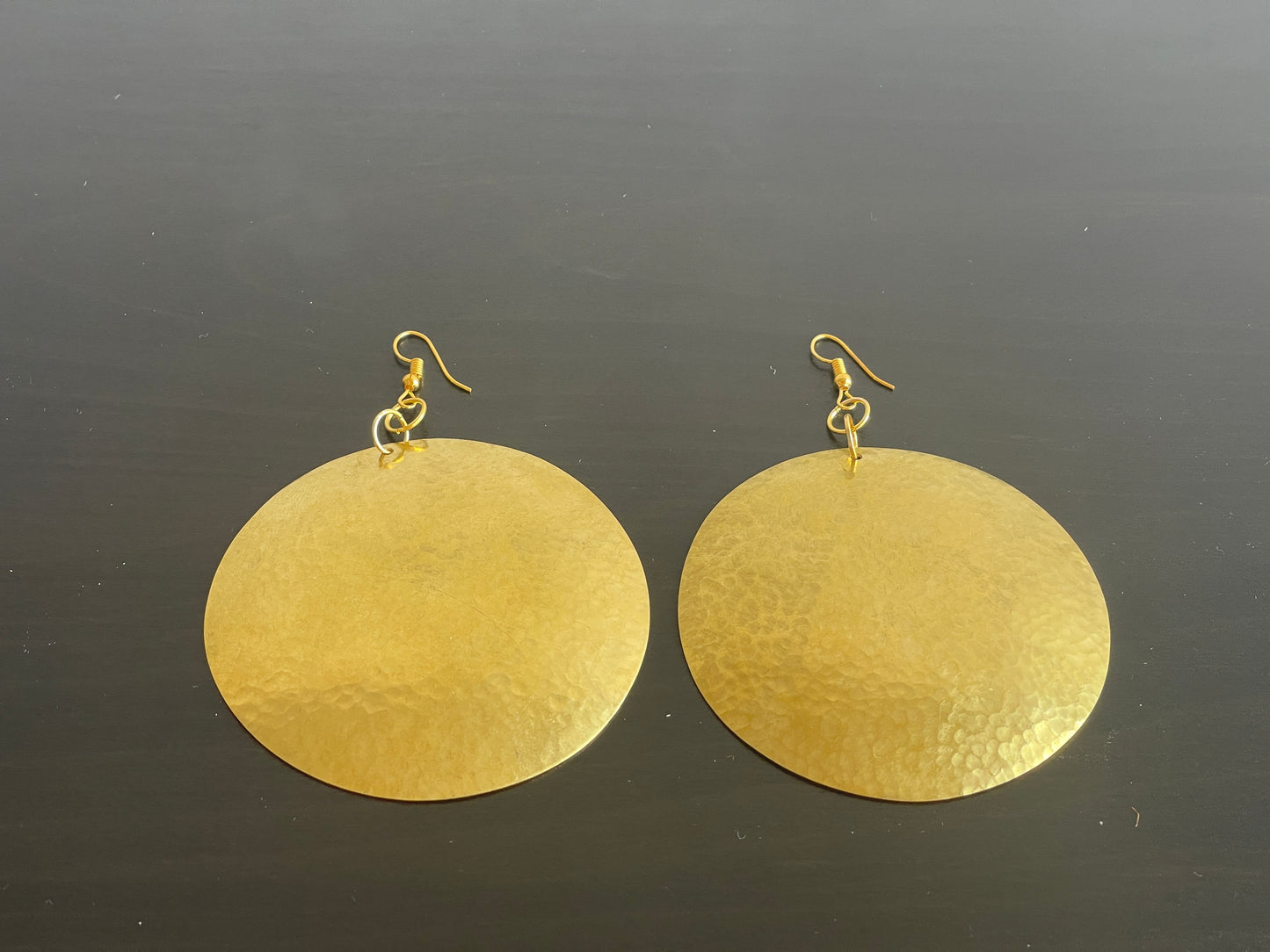 Authentic African Ethnic Tribal Hammered Brass Dangle Earrings