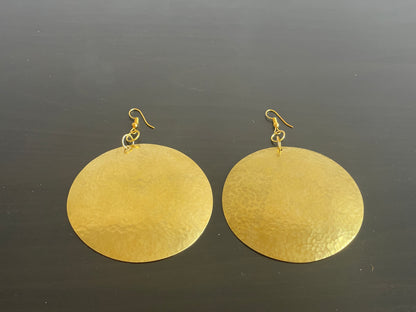 Authentic African Ethnic Tribal Hammered Brass Dangle Earrings