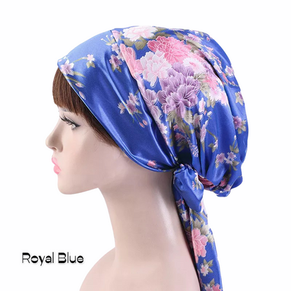 Luxury Satin Silk Head Scarf Bonnet Wrap Bow Ties