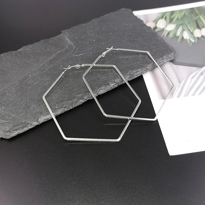 10CM Hexagon Statement Hoop Earrings