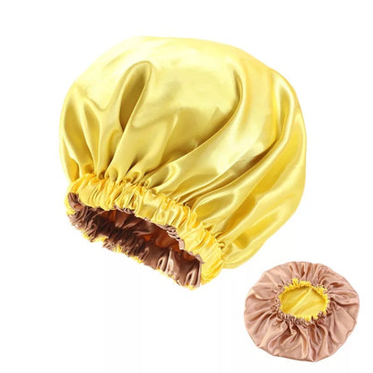 Large Satin Silk Revisable Bonnet Caps With Ruffle Edges