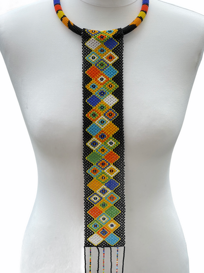 Authentic Multicoloured Long Fringe Tassels Zulu Tribal Ethnic Beaded