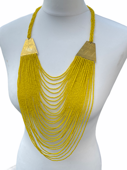 Authentic African Beaded Brass Pendant Necklace Jewellery