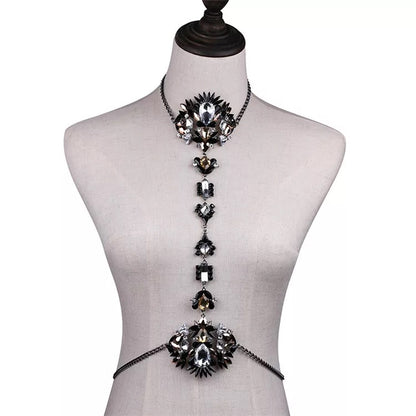 Crystal Rhinestone Sparkling Bling Body Harness Statement Chain Jewellery