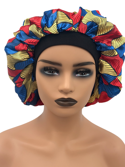 Doubled Layered Revisable Ankara Satin Silk Bonnet Caps