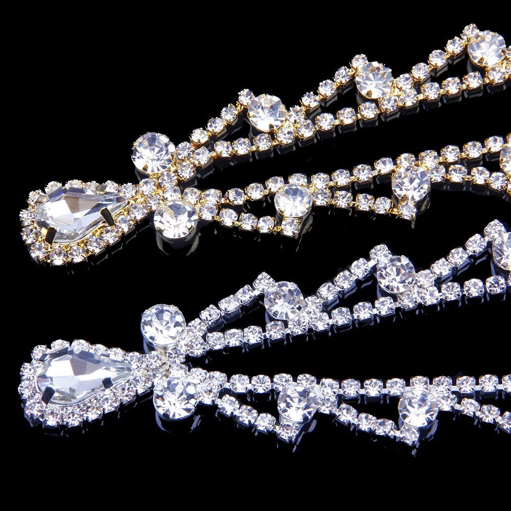 Crystal Diamante Rhinestone Multi layered Tassels Headpiece Hair Clip Jewelle