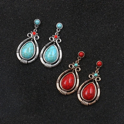 Bohemian Vintage Style Resin Teardrop Retro Dangle Earrings