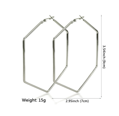 10CM Hexagon Statement Hoop Earrings