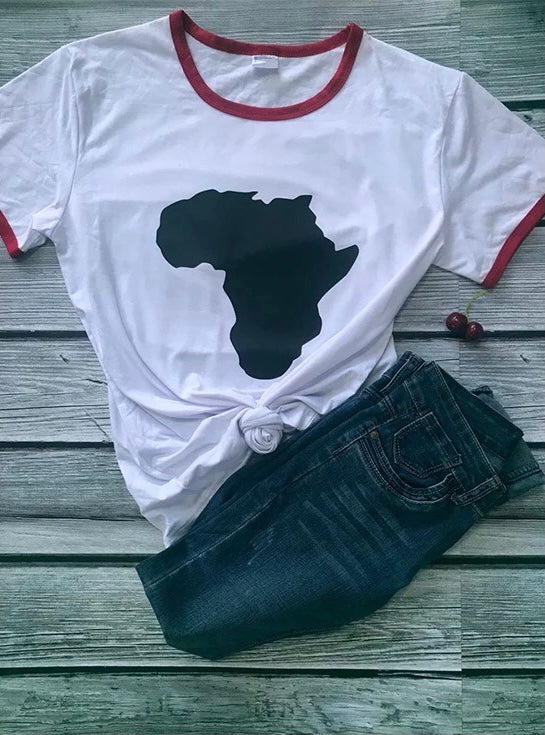 Heritage Printed Outlined Africa Map Cotton T Shirts