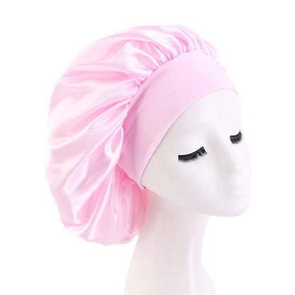 Large Band Satin Silk Single Layered Luxury Stylish Bonnet Caps