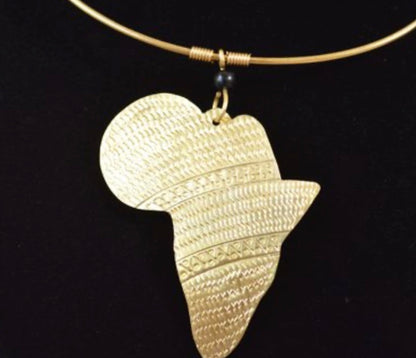 AFRICA MAP BRASS METAL PENDANT NECKLACE