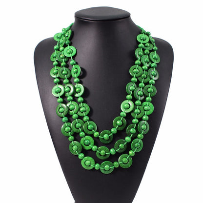 Bohemian Ethnic Coconut Shells Beaded Necklace