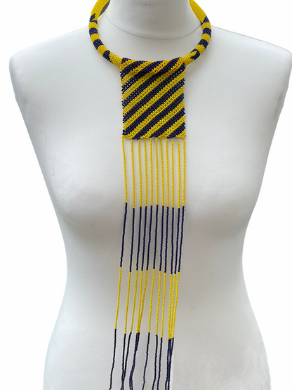 Authentic Multicoloured Long Fringe Tassels Zulu Tribal Ethnic Beaded Necklace