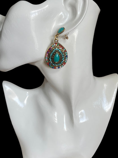 Ethnic Bohemian Vintage Style Resin Rhinestones Beads Teardrop Retro Dangle Ea