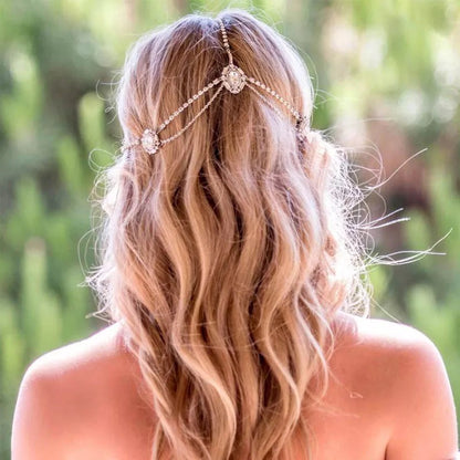Crystal Diamante Rhinestone Multi layered Tassels Headpiece Hair Jewellery