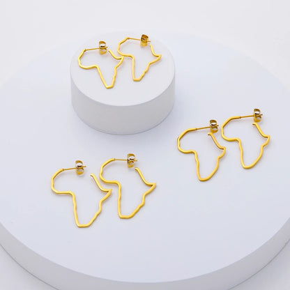 11cm Large Africa Map Shape Hoop Earrings