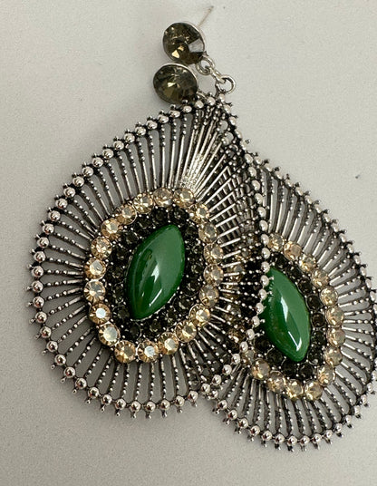 Elegant Diamante Rhinestone Teardrop Dangle Statement Earrings