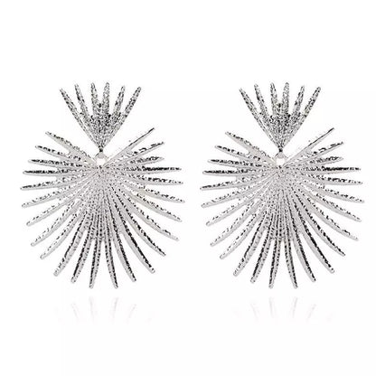 Boho Retro Hallow Leaf Studded Dangle Earrings
