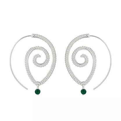 Rhinestone Lightweight Ethnic Spiral Earrings