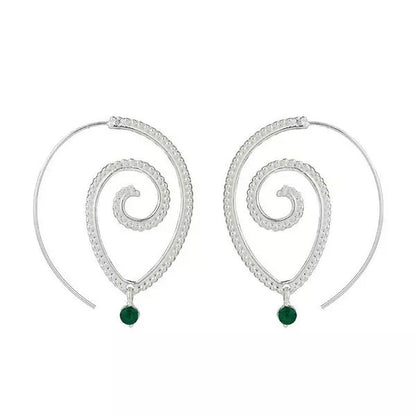 Rhinestone Lightweight Ethnic Spiral Earrings