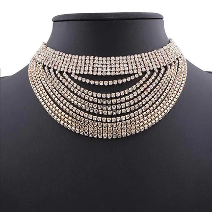 Gorgeous Sparkling Crystal Rhinestones Statement Choker Necklaces
