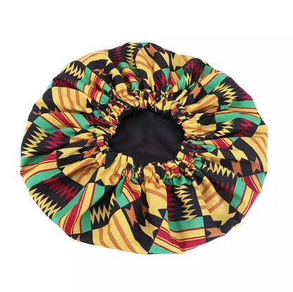 Satin Silk Double Layered Revisable Ankara Bonnet Caps