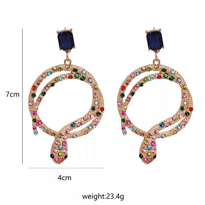 Elegant Snake Statement Diamante Rhinestone Stud Earrings