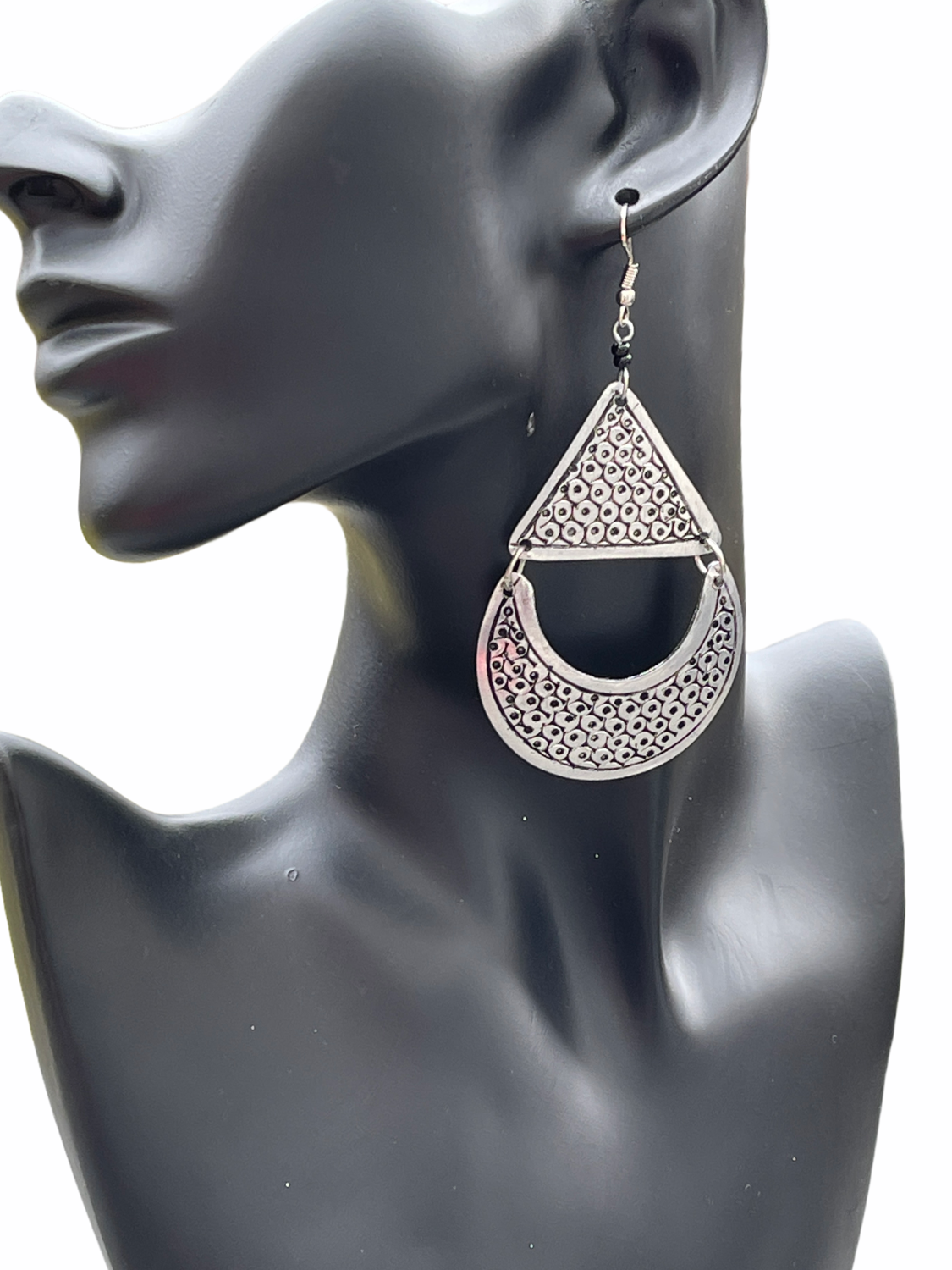 Authentic African Engraved Silver Aluminium Dangle Earrings