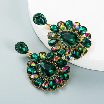 Luxury Classic Style Rhinestones Crystal Teardrop Stud Dangle Earrings