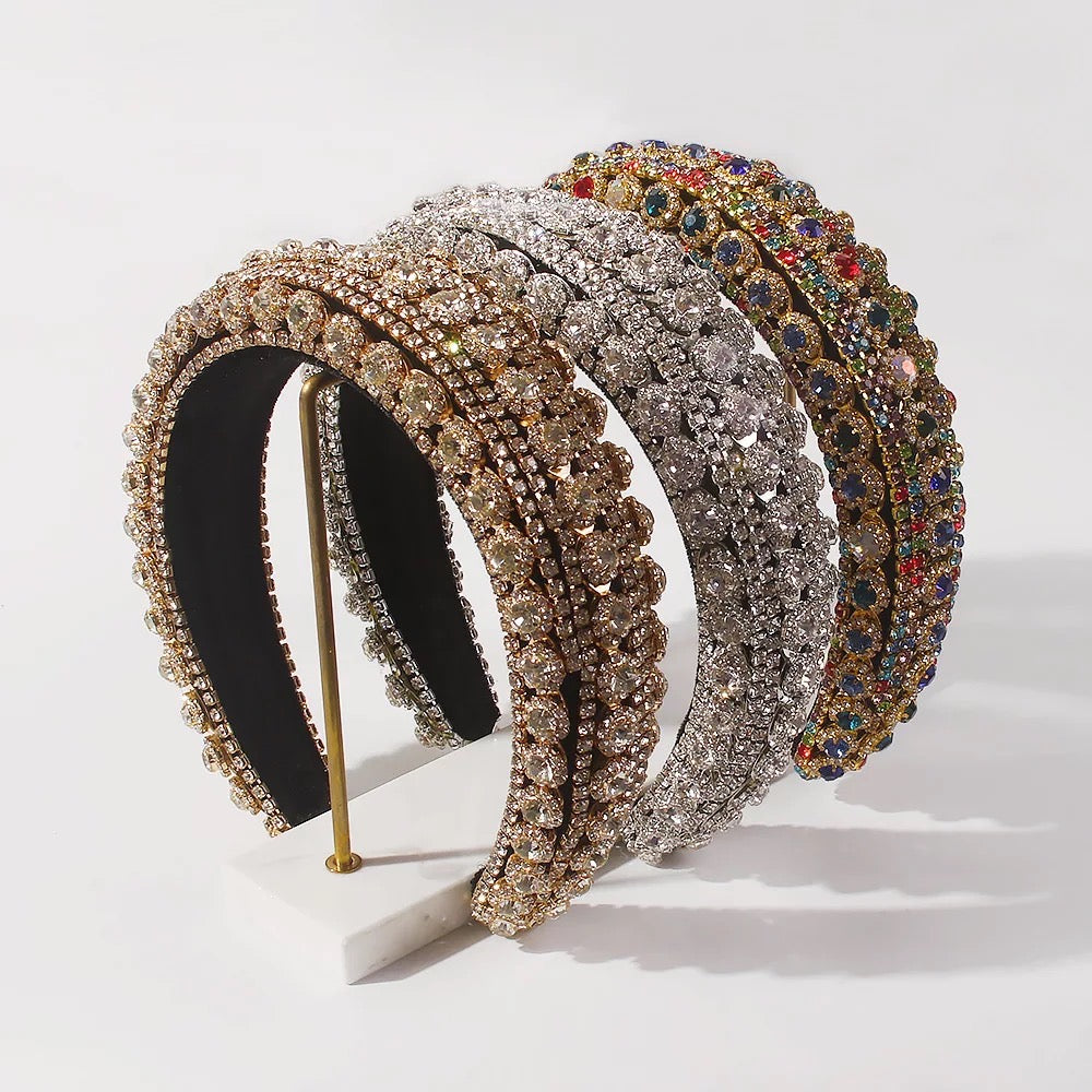 Luxury Crystal Diamante Rhinestone Baroque Padded Headband Hair Jewellery