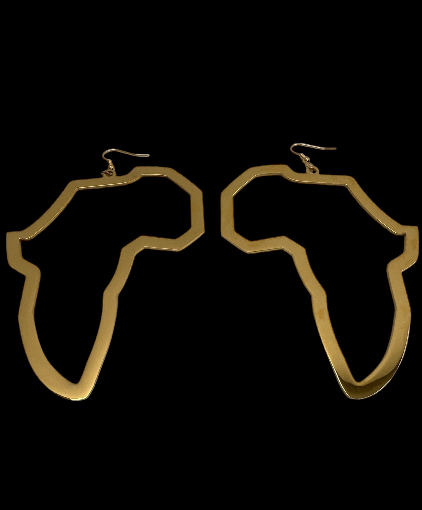 Large Africa Map Shape Dangle Earrings
