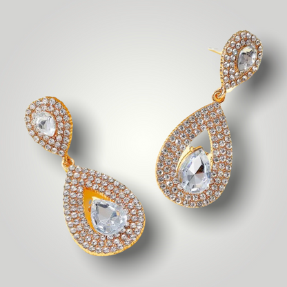 Elegant Classic Sparkle Diamante Rhinestone Teardrop Dangle Stud Earrings