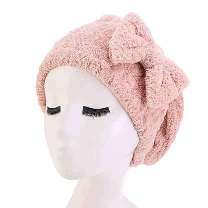 Microfiber Hair Drying Bow Towel Caps