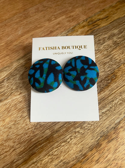 African Ankara Print Fabric Stud Earrings